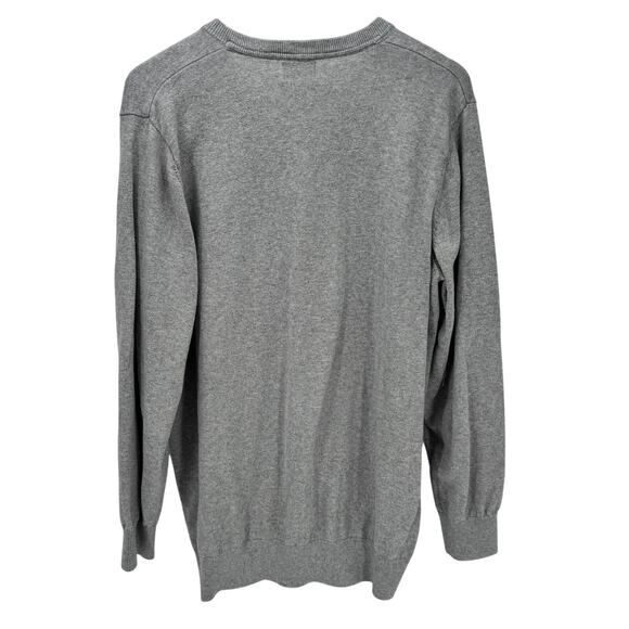 LL Bean Sweater Mens XLT XL Tall Gray V-Neck Cotton Cashmere Pullover Knit - Picture 4 of 6